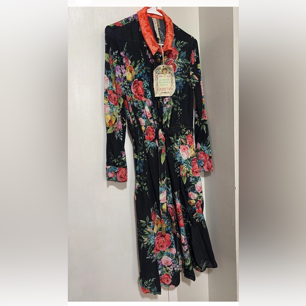 Aratta Black Floral Long Sleeve Dress